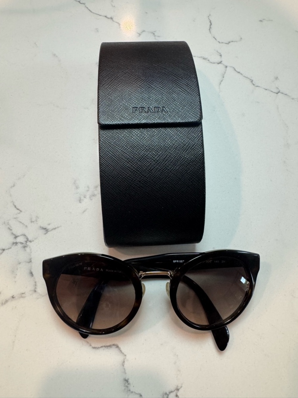 Prada Black Tortoiseshell Cat-Eye Sunglasses with Gradient Lenses